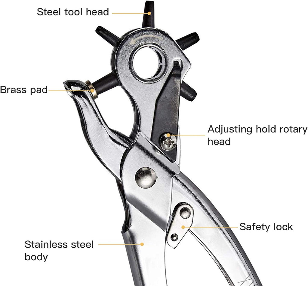 Conan Leather Hole Punch – Adjustable 2.5mm to 5mm Rotary Punch Tool for Leather, Belts, and Craft