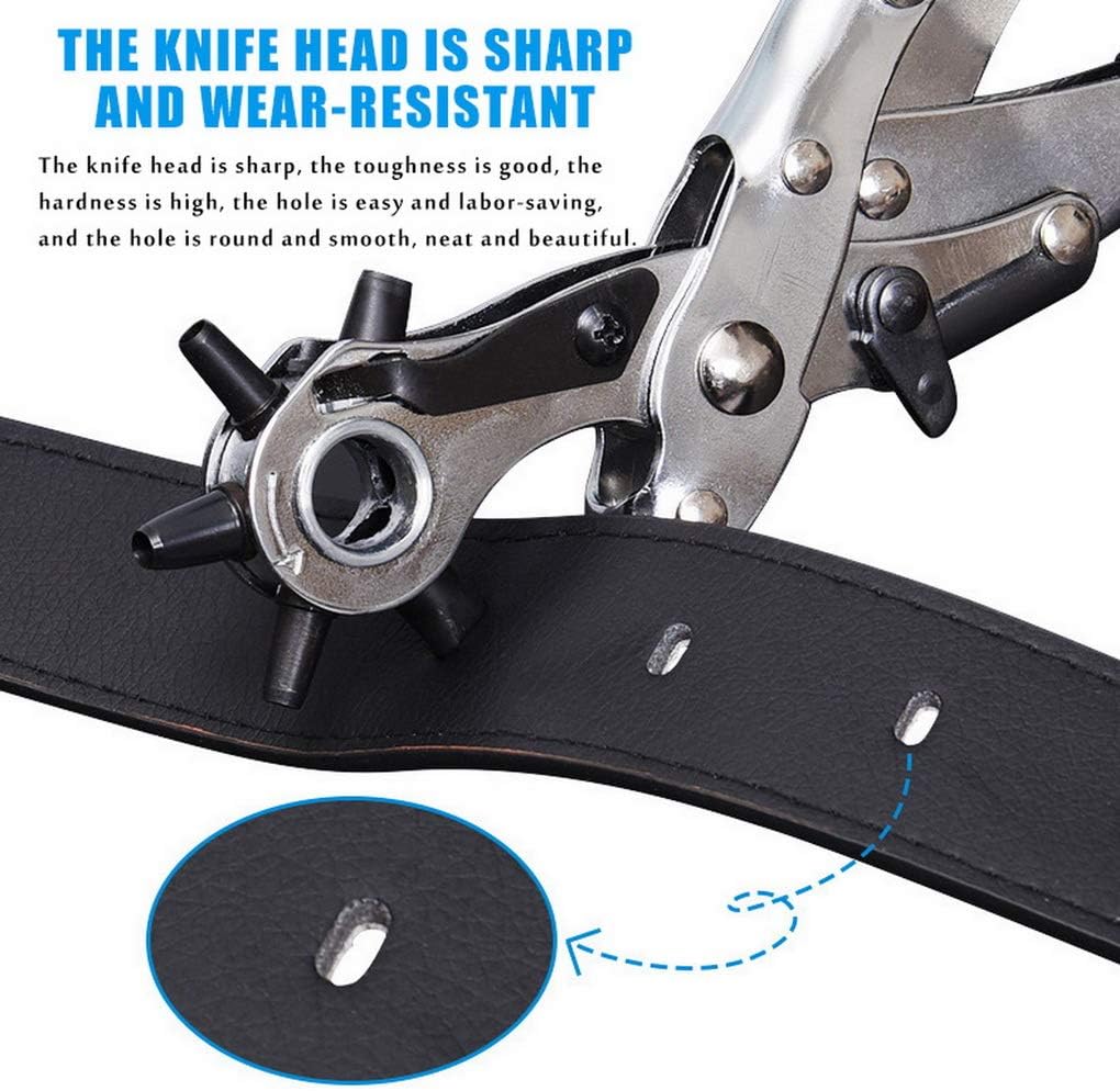 Conan Leather Hole Punch – Adjustable 2.5mm to 5mm Rotary Punch Tool for Leather, Belts, and Craft