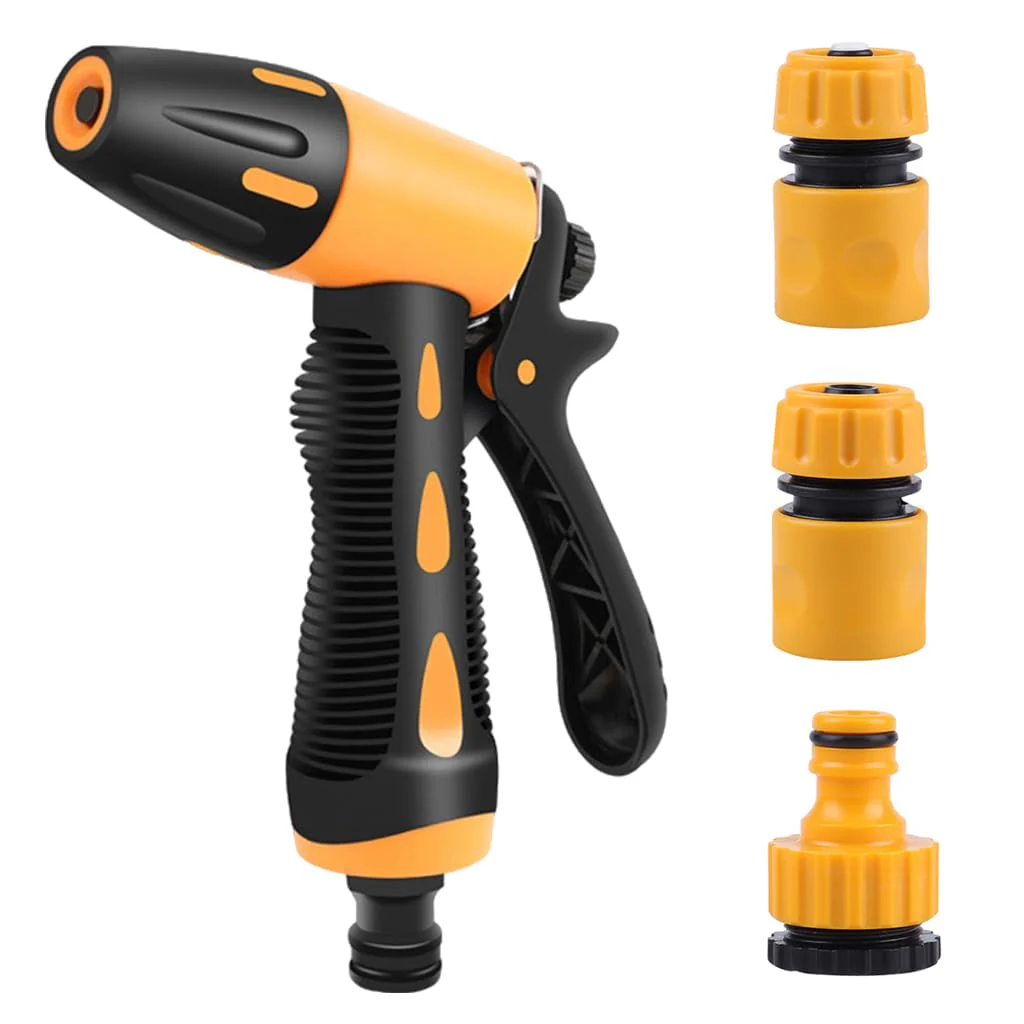Conan Garden Hose Sprayer Nozzle Kit for Car Washing and Gardening with 3 Connectors and Ergonomic Handle | ABS Construction and Dual Spray Modes
