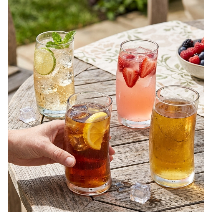 Pasabahce Recycled Glass Tumblers - 390ml Curved Drinking Glasses