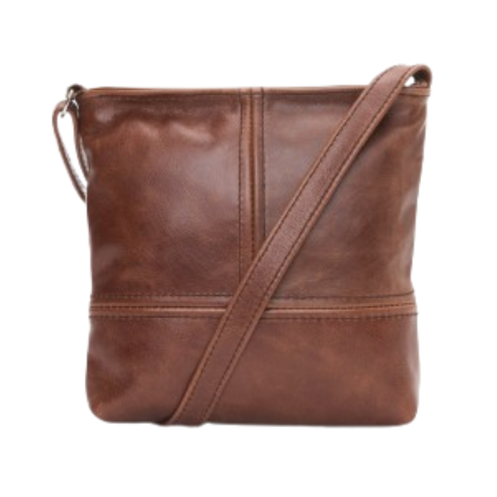 ZUVA Large Leather Crossbody Bag | Adjustable Strap & Double-Stitched T Design
