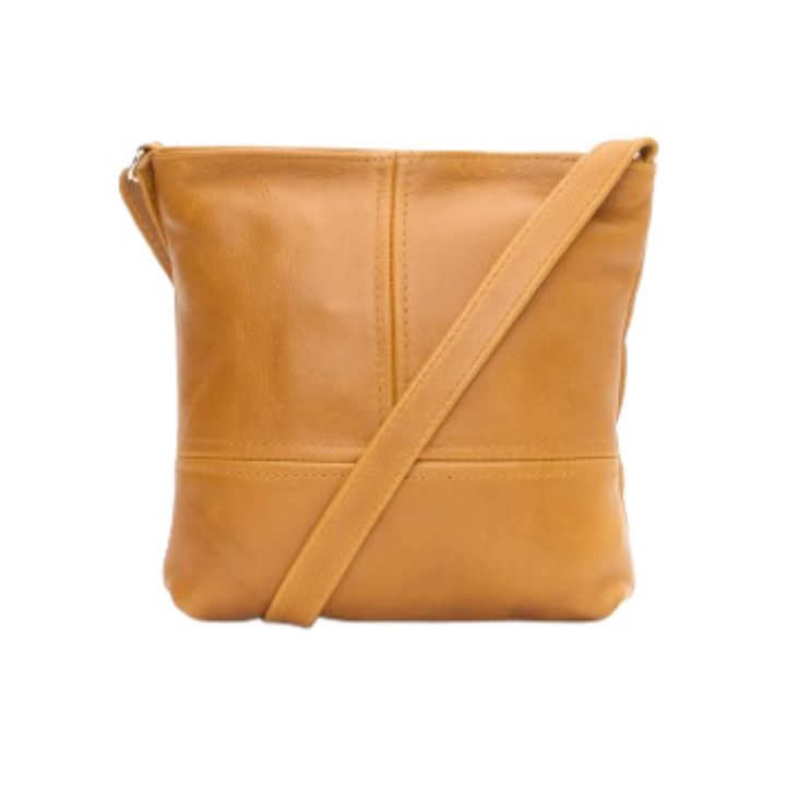 ZUVA Large Leather Crossbody Bag | Adjustable Strap & Double-Stitched T Design