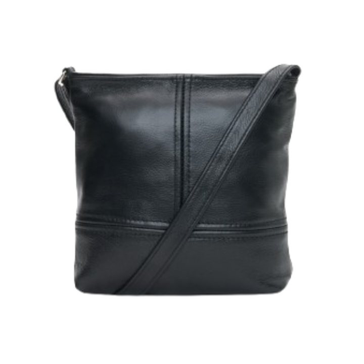 ZUVA Large Leather Crossbody Bag | Adjustable Strap & Double-Stitched T Design