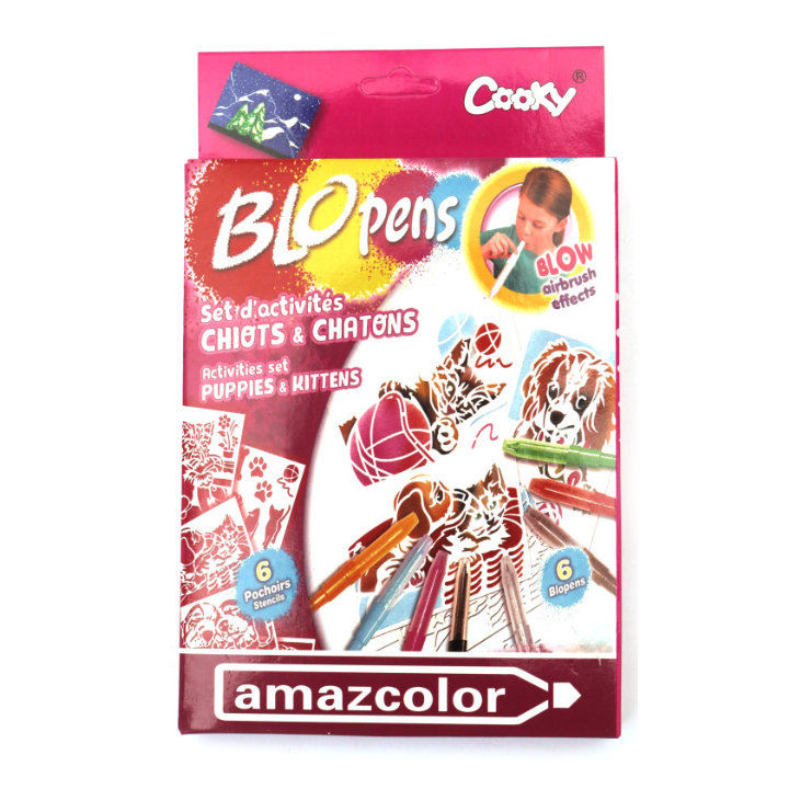 12-Piece Airbrush Blow Pen and Stencil Set - Non-Toxic Ink