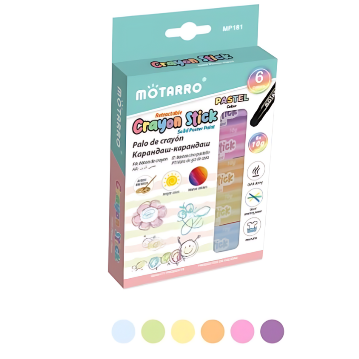 Motarro Retractable Crayon Sticks | Quick-Drying | Colouring | Drawing
