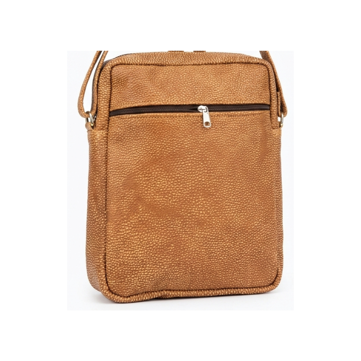 Brown Genuine Leather Sling Bag – 4 Compartment Crossbody with Adjustable Strap