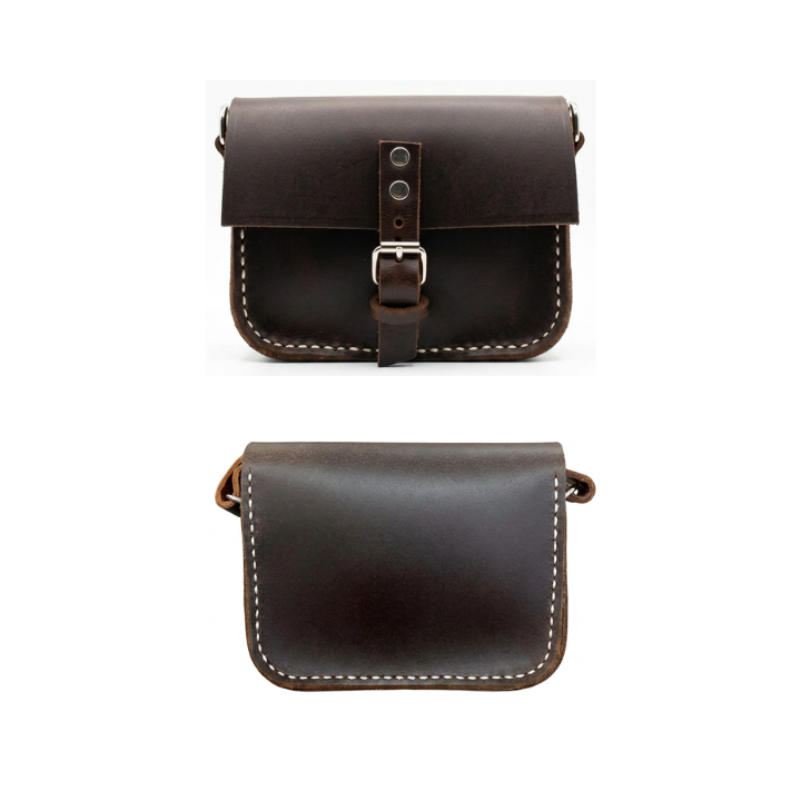 Small Brown Genuine Leather Crossbody Bag – Durable Design with Adjustable Strap