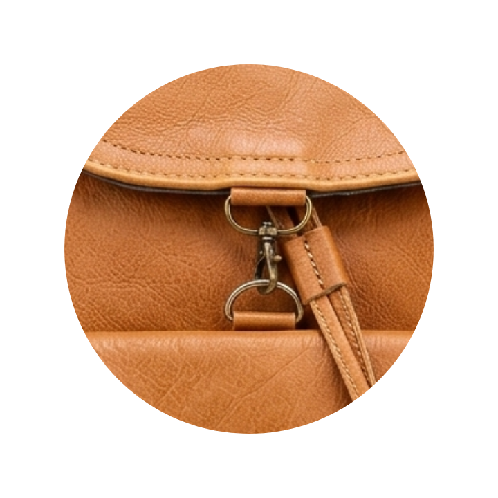 Brown Genuine Leather Backpack – Drawstring Closure with Clip Flap Design