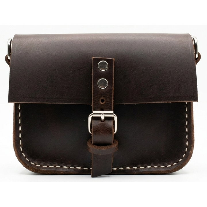 Small Brown Genuine Leather Crossbody Bag – Durable Design with Adjustable Strap