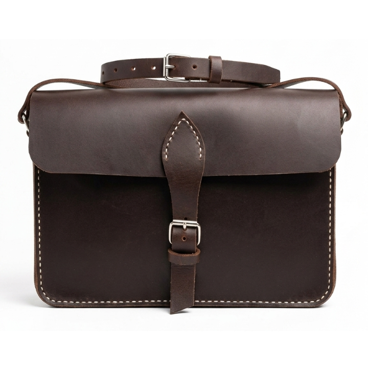 Genuine Leather Laptop Bag for small Laptop – Brown Leather Messenger & Sling Bag for Work and Travel
