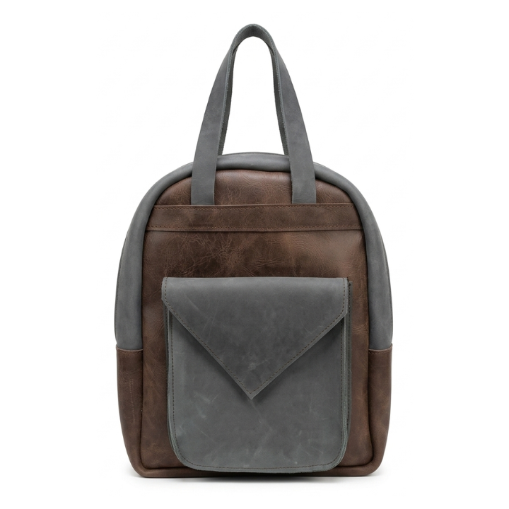 Premium Leather Backpack with Envelope Front Pocket – High-Quality Blue & Brown Options