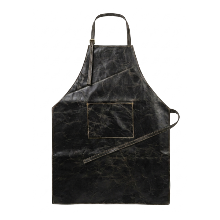 Dark Brown Leather Apron with Front Pocket – Durable Chef, Barista & Workshop Apron