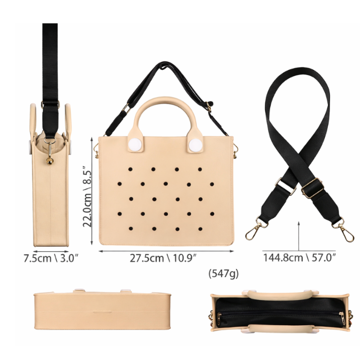 EVA Croc Bag with Shoulder Strap - Lightweight Tote Handbag