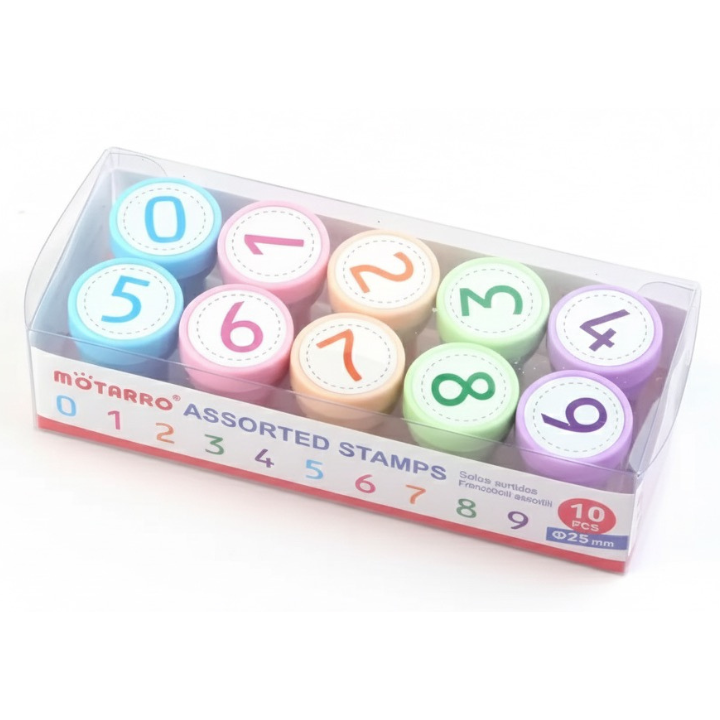 Motarro Number Stamp Set 0–9 – Self-Inking Educational & Craft Stamps