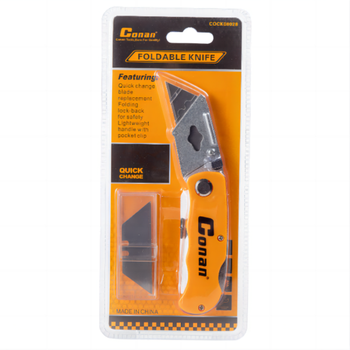 Conan Foldable Utility Knife with Extra Blades – Lock-Back Safety Design