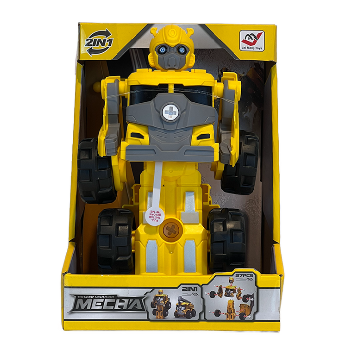 Meccano-Style Construction Robot & Truck Kit – Buildable Action Toy for Kids (Yellow)