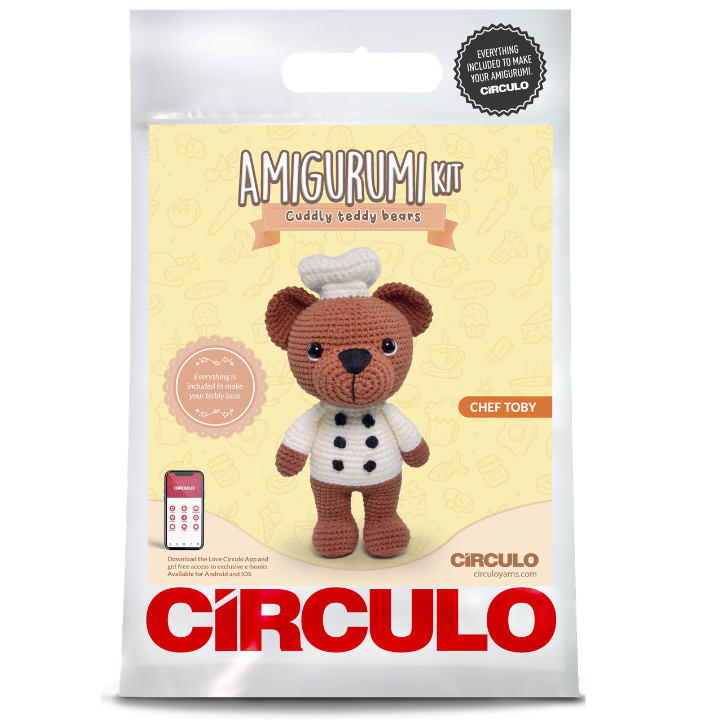 Circulo Amigurumi Kit – Chef Toby Crochet Doll DIY Set with Cotton Yarn & Safety Eyes
