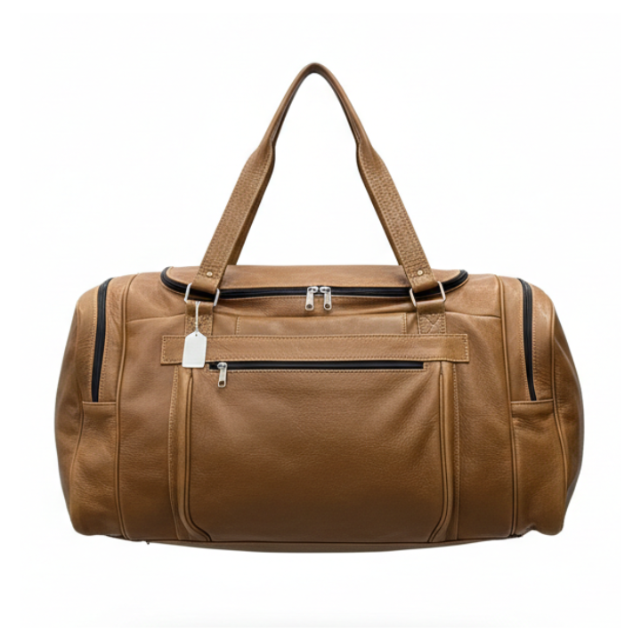 Premium Brown Leather Duffel Bag