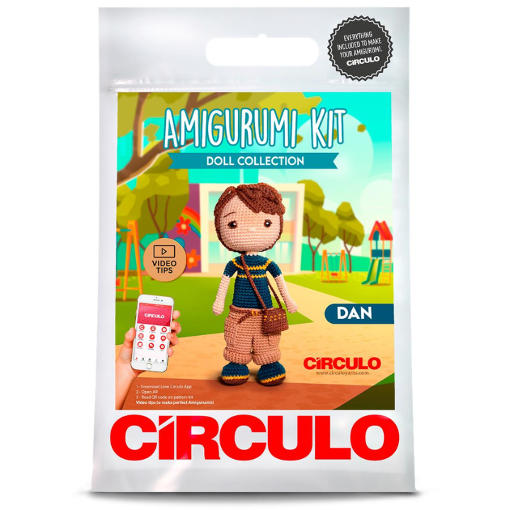Circulo Amigurumi Kit – Dan Crochet Doll DIY Set with Cotton Yarn & Safety Eyes