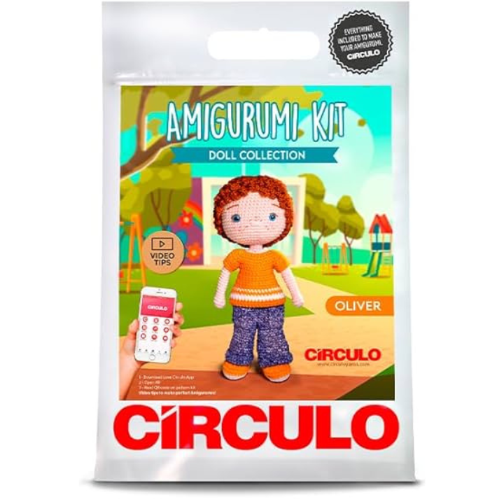 Circulo Amigurumi Kit – Oliver Crochet Doll DIY Set with Cotton Yarn & Safety Eyes