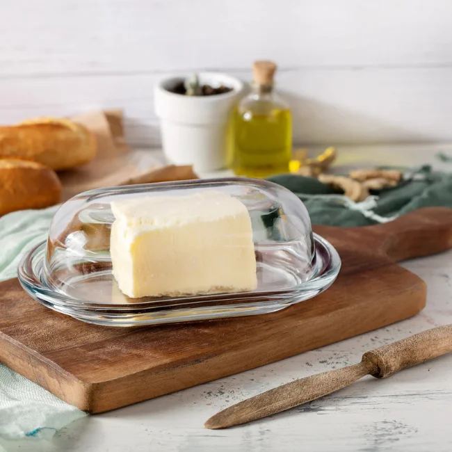 Pasabahce Butter Dish With Glass Lid - 250g