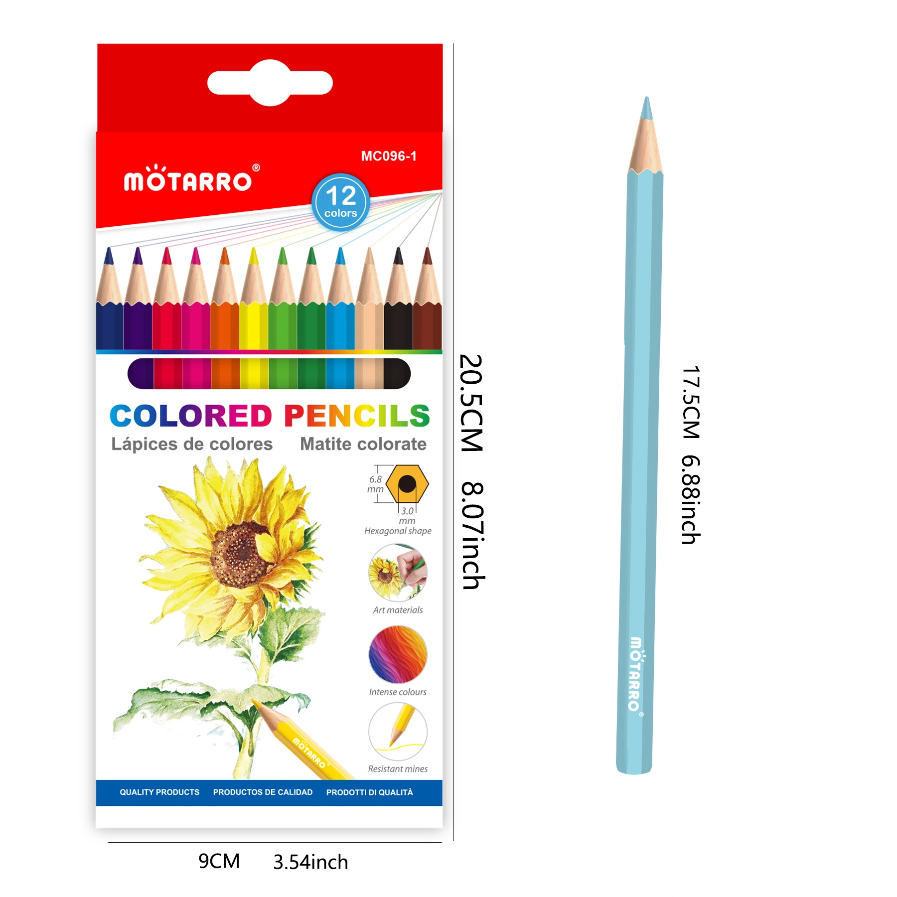 Motarro 12-Piece Colour Pencil Set