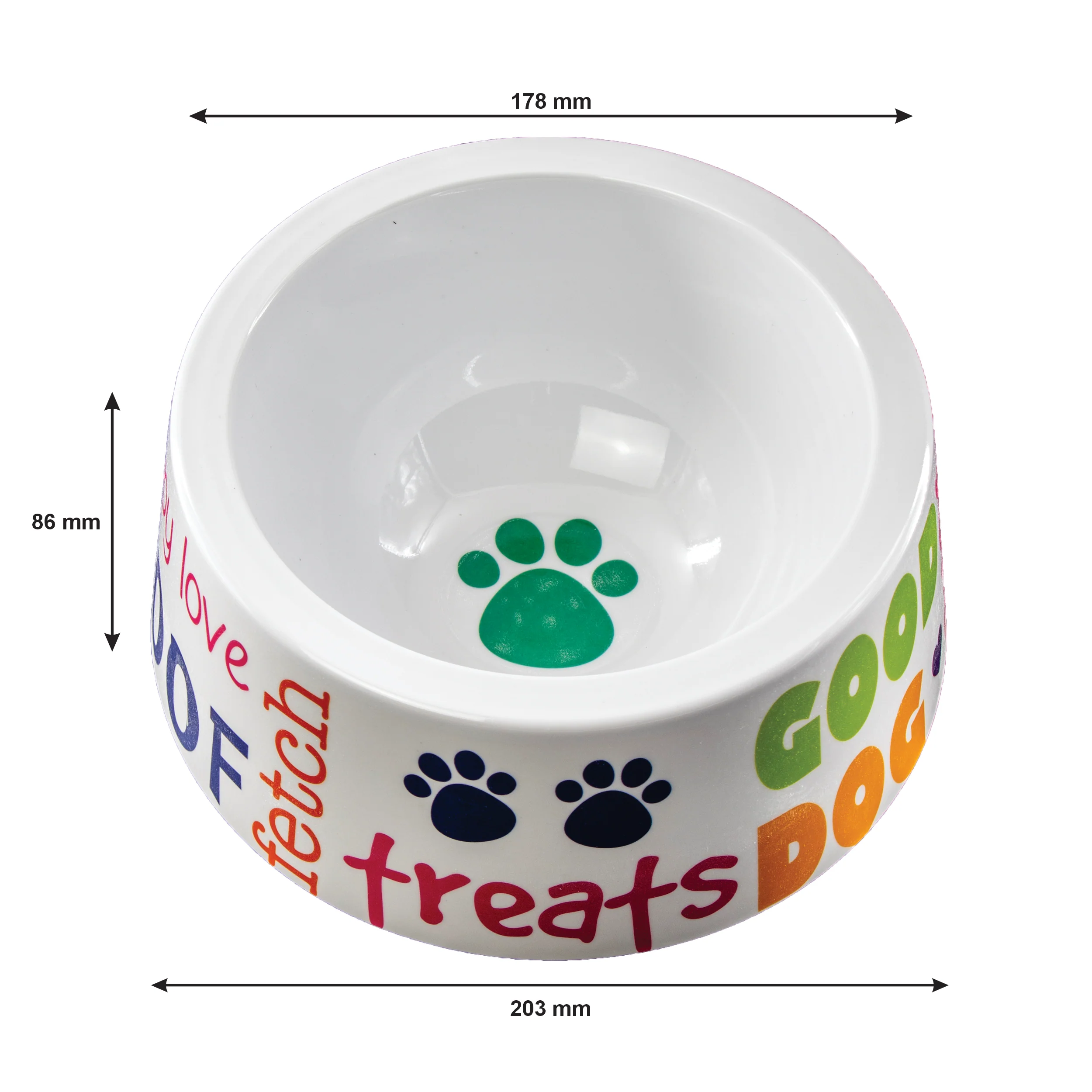 Lightweight Melamine Dog Food Bowl with Cool Print - Durable Pet Dish