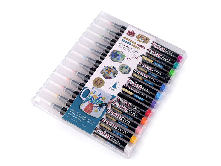 Acrylic Paint Markers 12pcs Vibrant Colors for Any Surface Art DIY Projects