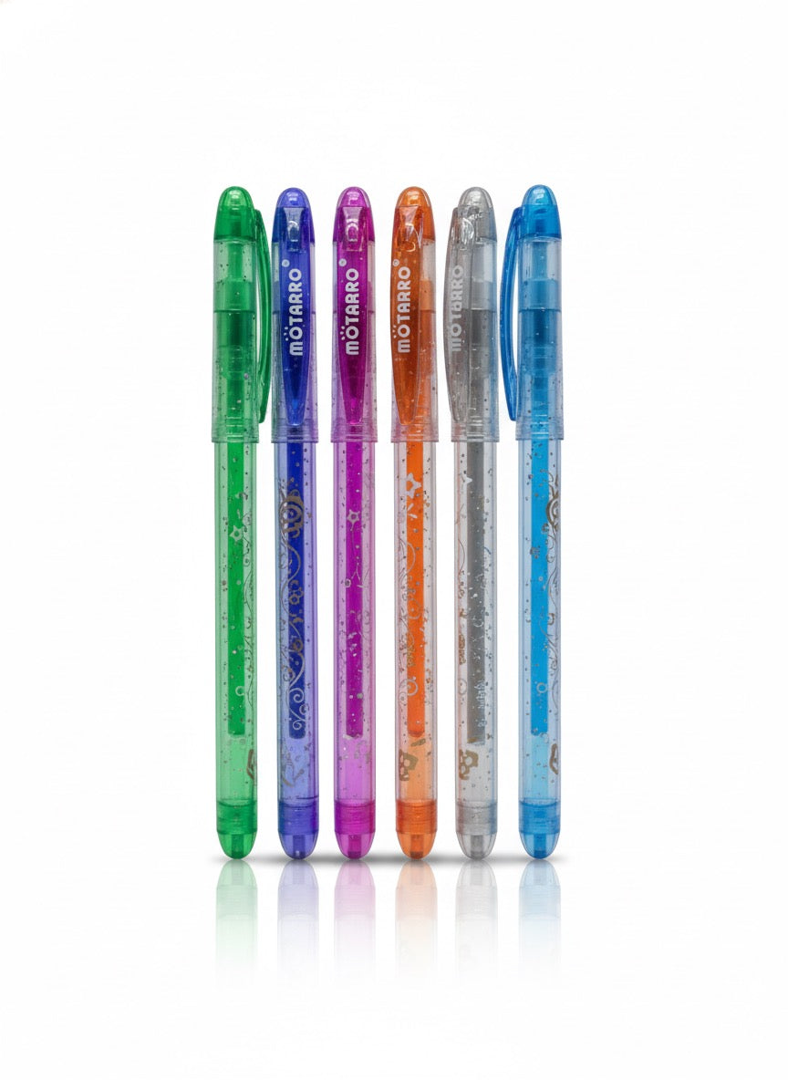 Motarro 6-Piece Temporary Tattoo Gel Pen Set - Skin-Safe, Washable Ink