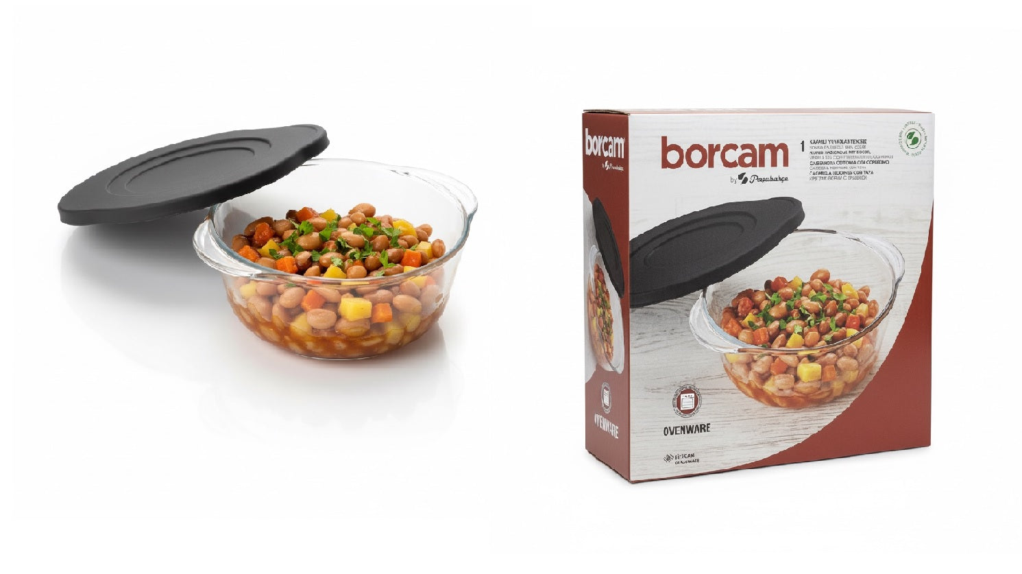 Borcam Glass Casserole Dish with Lid (190 x 159 mm)
