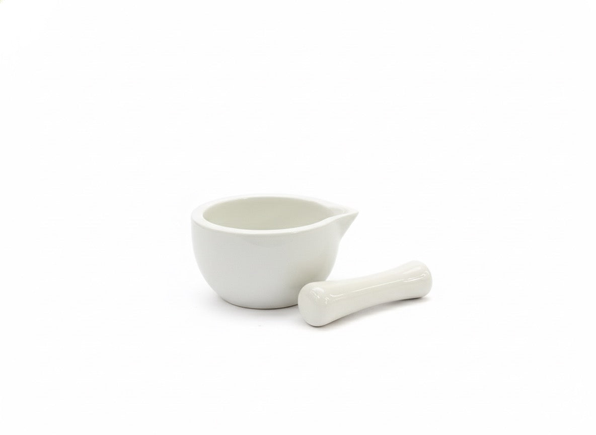Porcelain Mortar & Pestle Set 220ml - Durable Grinding Bowl & Crusher