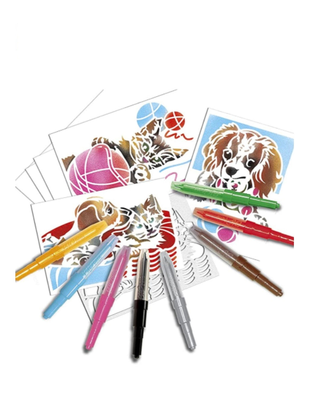 12-Piece Airbrush Blow Pen and Stencil Set - Non-Toxic Ink