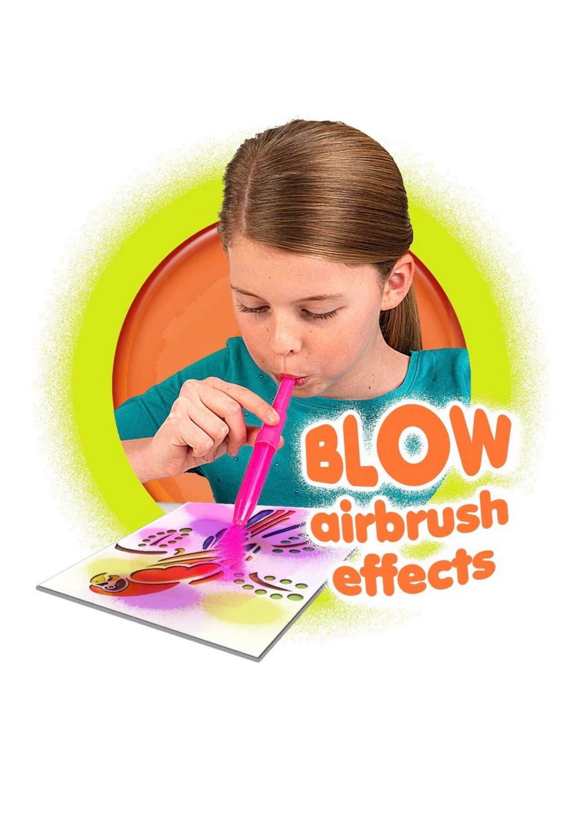 12-Piece Airbrush Blow Pen and Stencil Set - Non-Toxic Ink