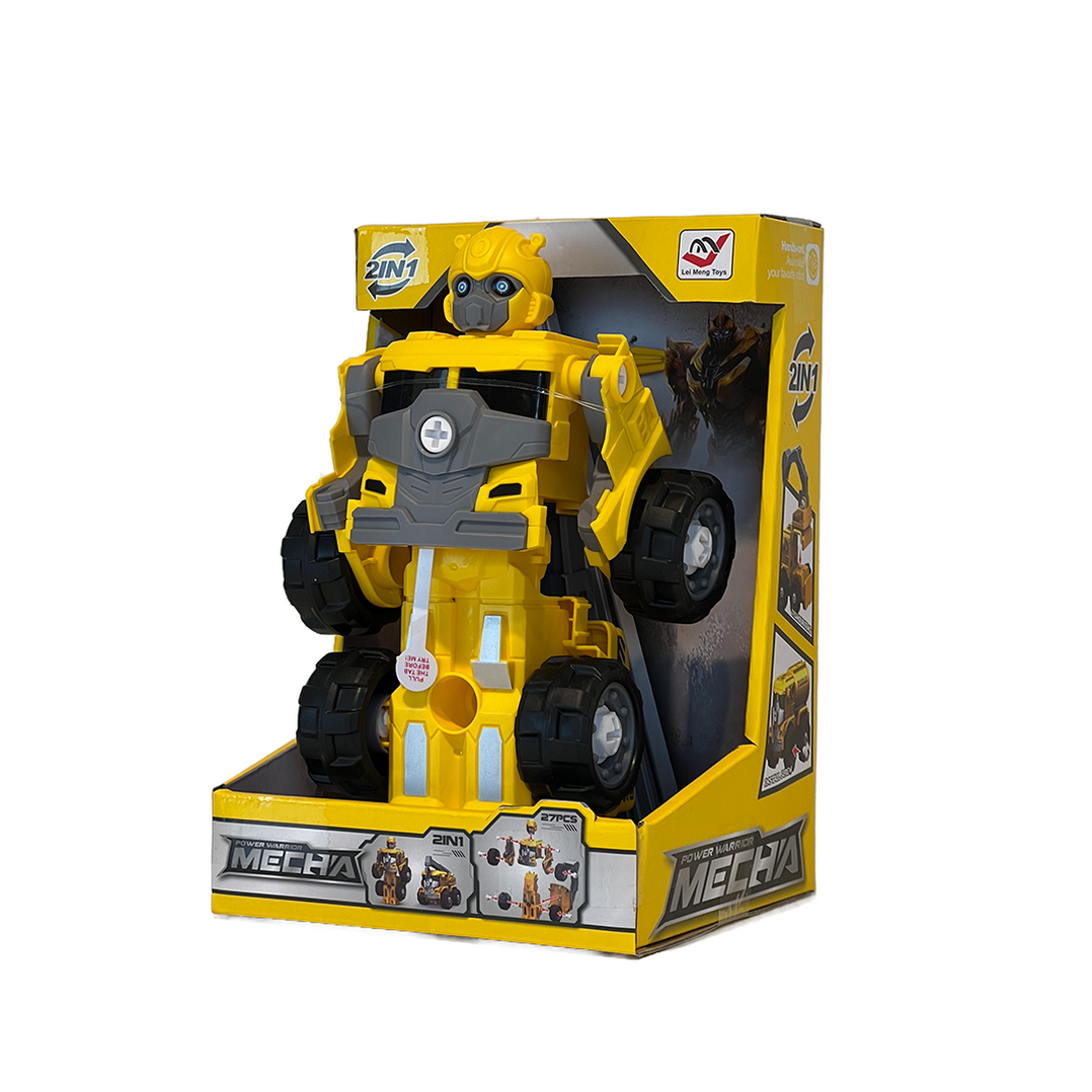Meccano-Style Construction Robot & Truck Kit – Buildable Action Toy for Kids (Yellow)