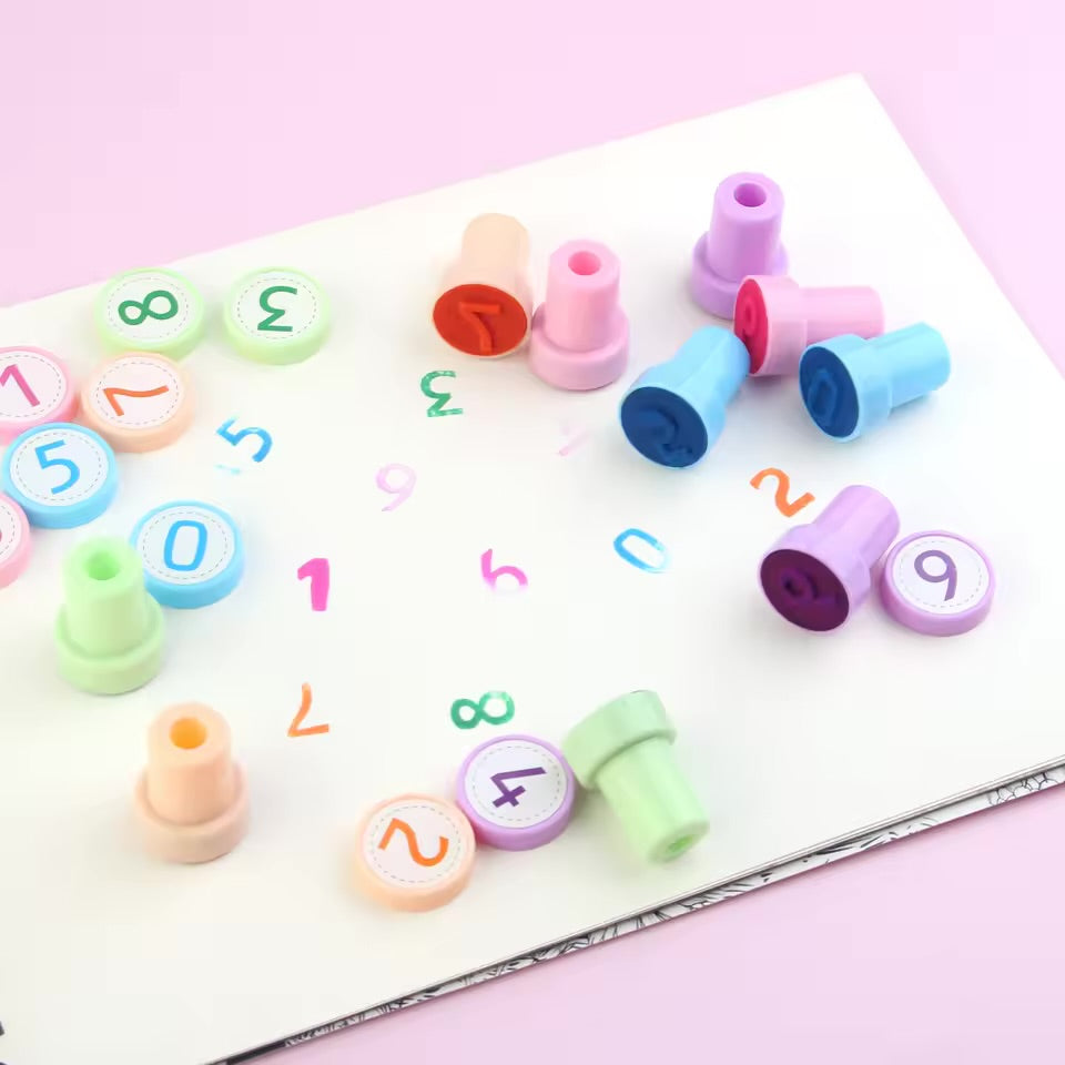 Motarro Number Stamp Set 0–9 – Self-Inking Educational & Craft Stamps