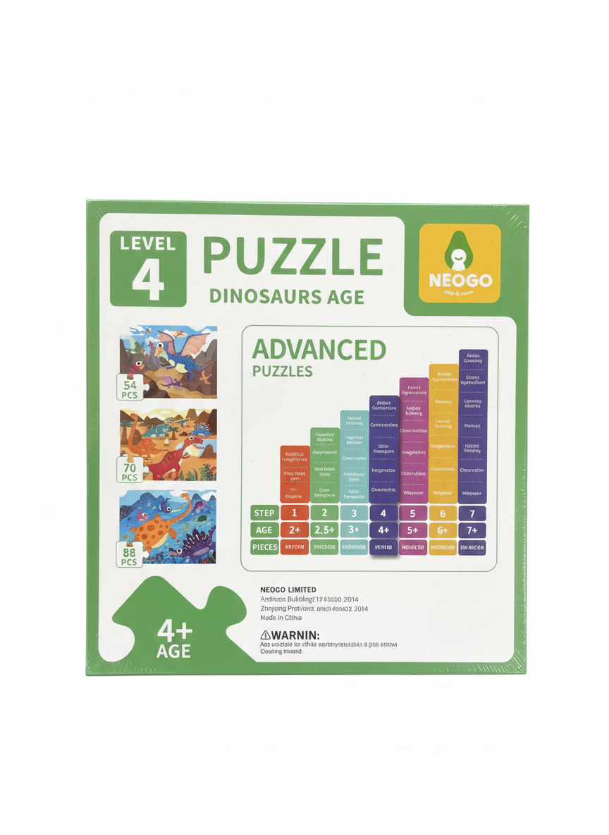 Neogo Dinosaur Age 3-in-1 Puzzle Set -54, 70 & 88 Piece Educational Puzzle Toys