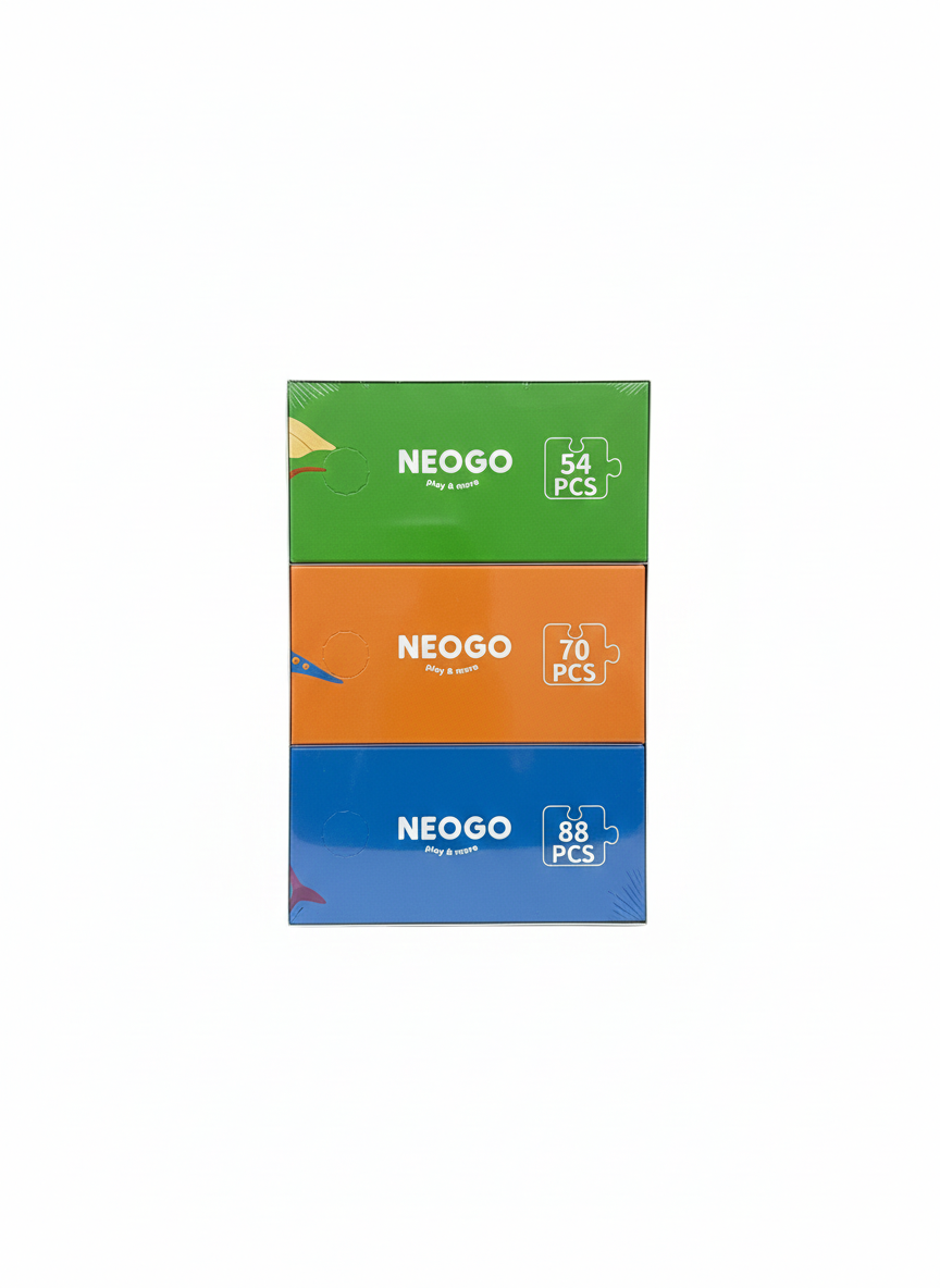 Neogo Dinosaur Age 3-in-1 Puzzle Set -54, 70 & 88 Piece Educational Puzzle Toys