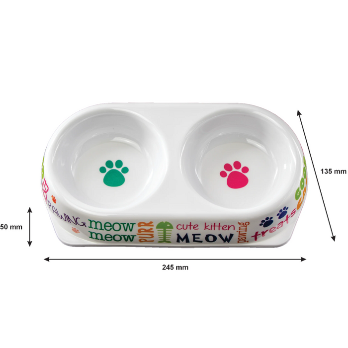 Cat Food & Water Feeding Bowl with Cool Print - Durable Pet Dish