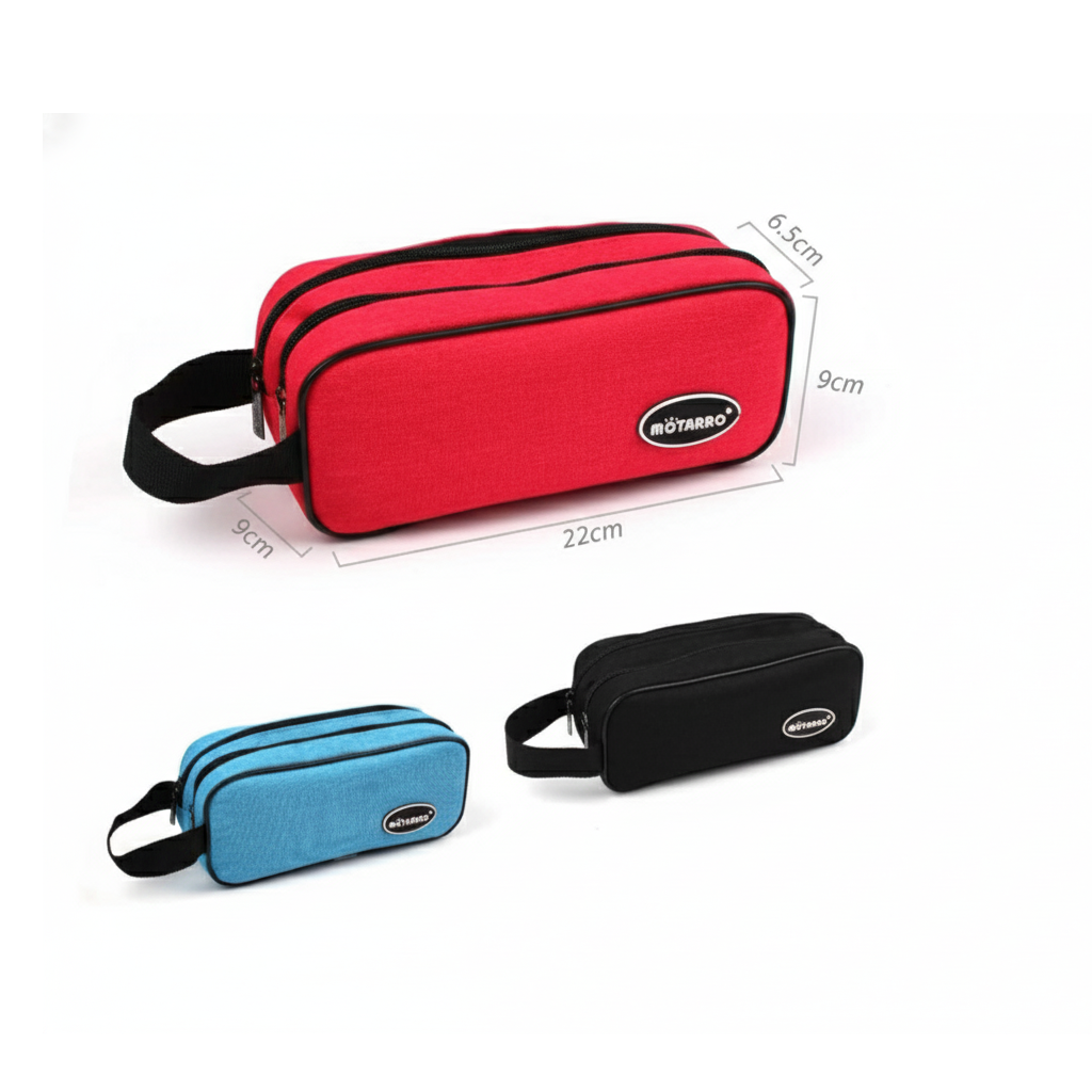 Motarro Double Zip Pencil Case - 2-Compartment Storage (Colour May Vary)