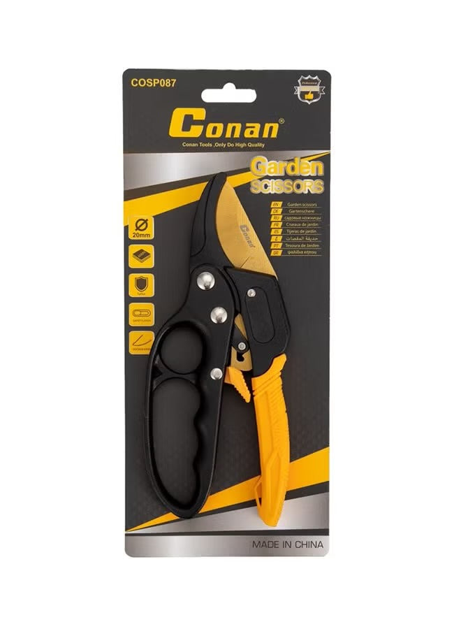 Conan Garden Scissors / Pruning Shears - 20mm, Teflon Coated, Double Edge