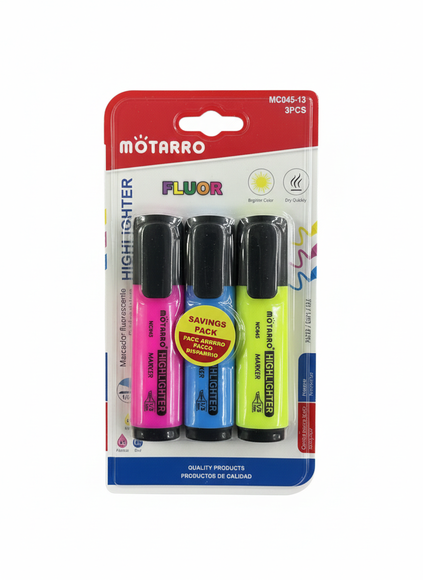 Motarro Highlighter Set – 3 Pack (Green, Pink & Blue)