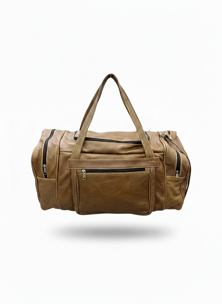 Premium Brown Leather Duffel Bag