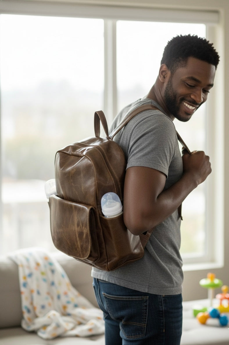 ZUVA Brown Backpack | Ideal for Moms & Dads | Diaper Bag, Travel & Everyday Use | Satchel