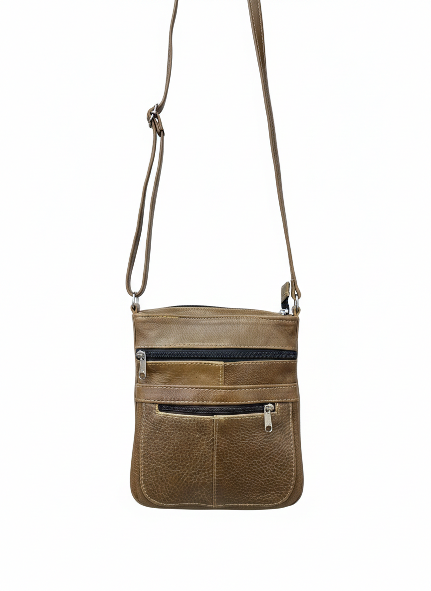 ZUVA Brown Leather Sling Bag for Men and Women | Compact Crossbody Bag
