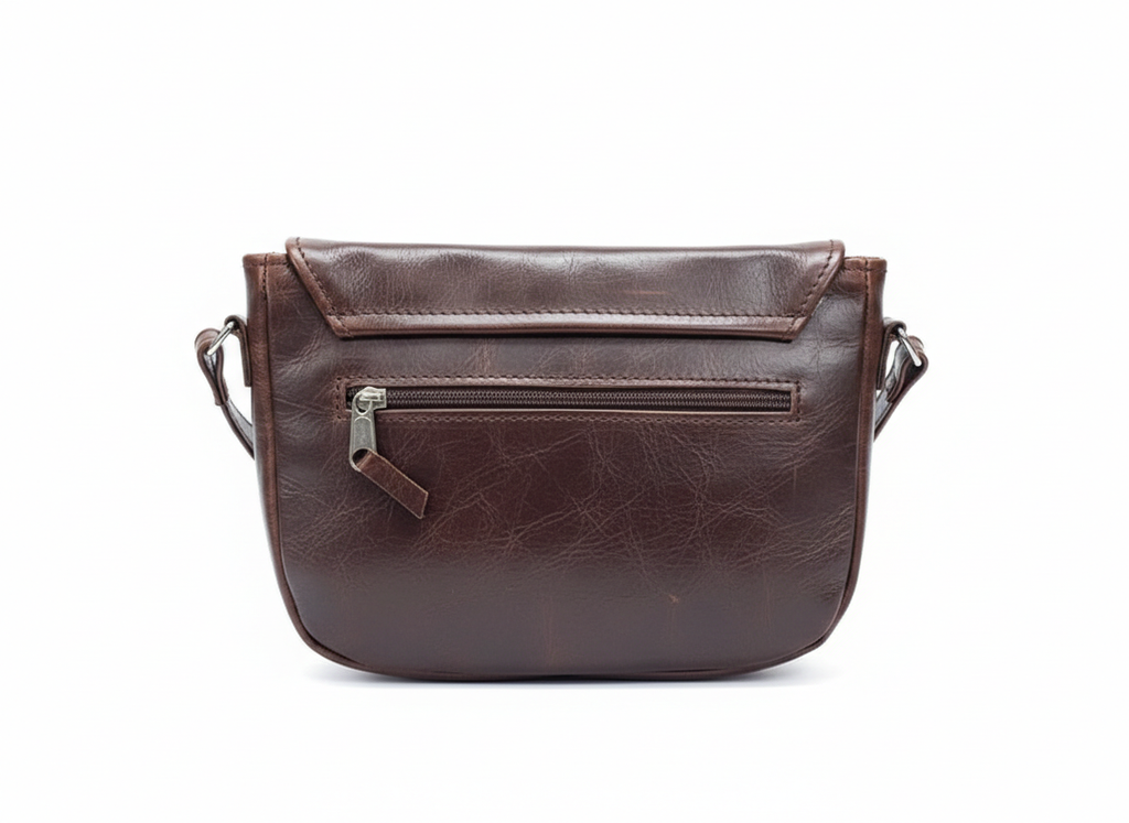 ZUVA Compact Leather Crossbody Bag with Back Zip
