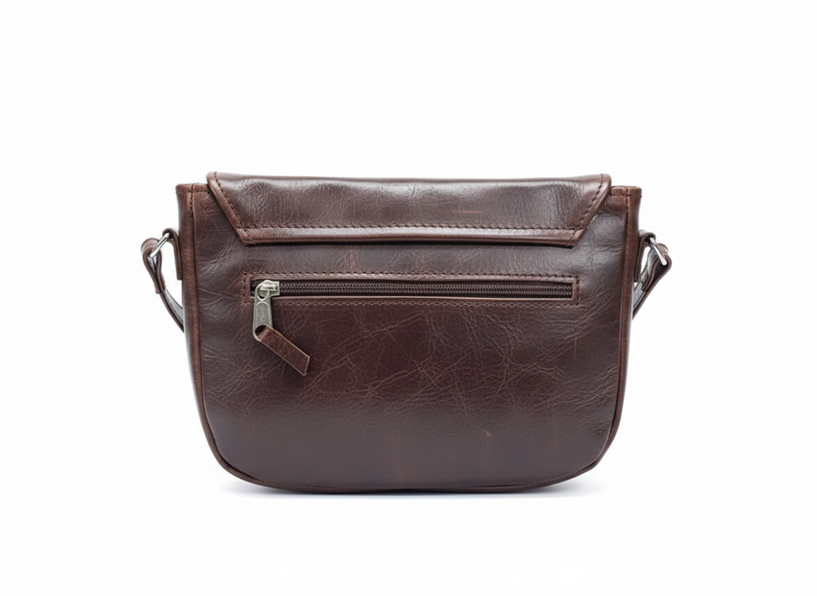 ZUVA Compact Leather Crossbody Bag with Back Zip