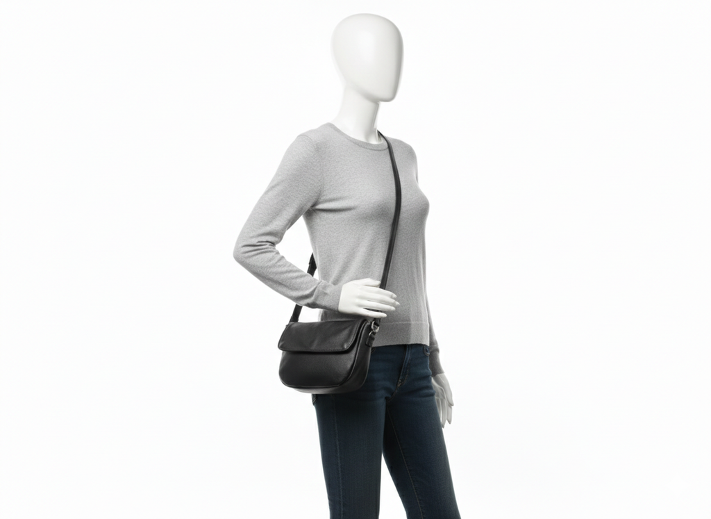 ZUVA Compact Leather Crossbody Bag with Back Zip