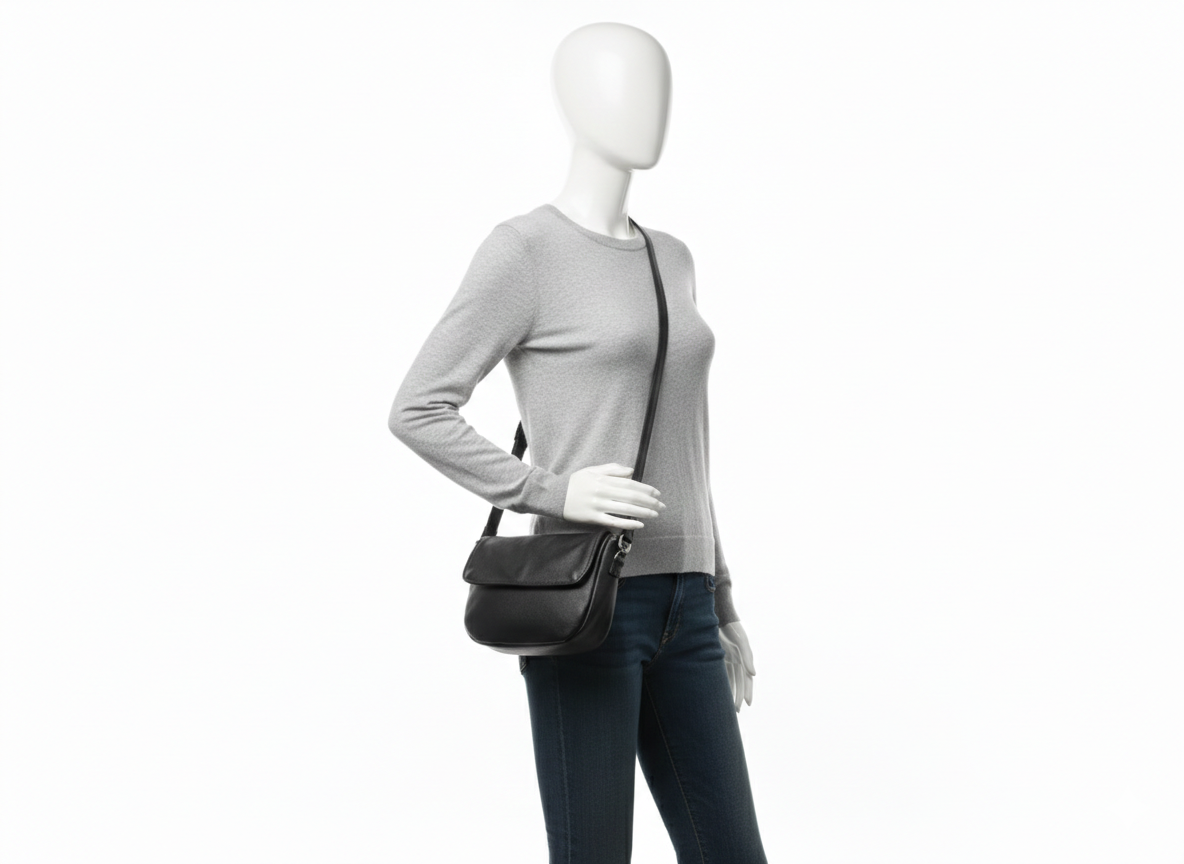 ZUVA Compact Leather Crossbody Bag with Back Zip