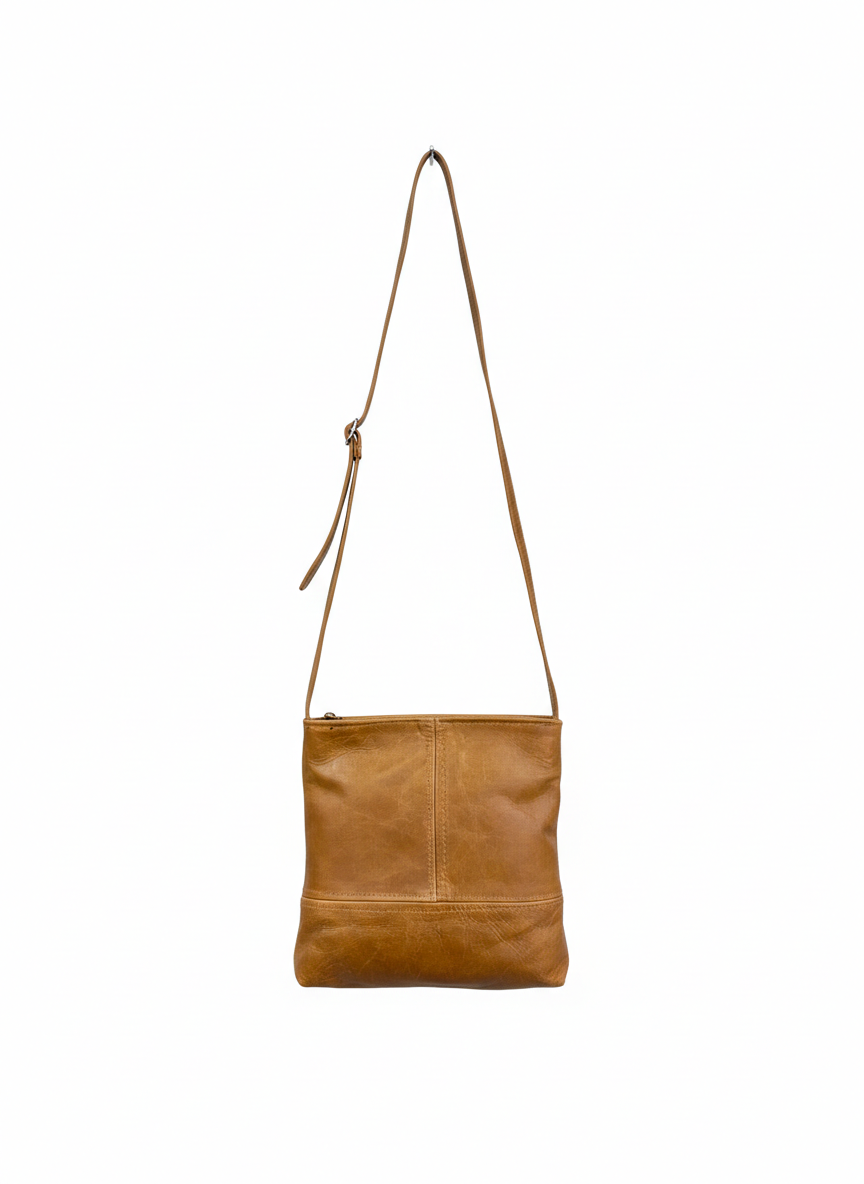 ZUVA Large Leather Crossbody Bag | Adjustable Strap & Double-Stitched T Design