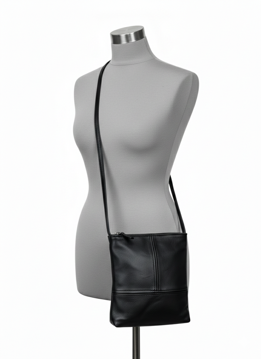 ZUVA Large Leather Crossbody Bag | Adjustable Strap & Double-Stitched T Design
